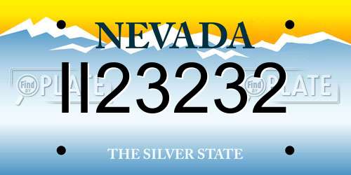 II23232 Nevada License Plate