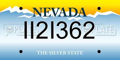 II2I362 Nevada License Plate