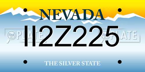 II2Z225 Nevada License Plate