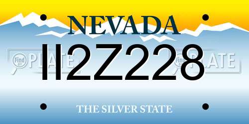 II2Z228 Nevada License Plate