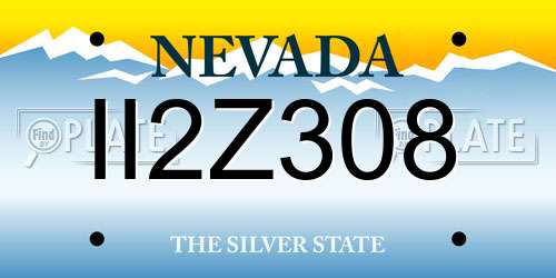 II2Z308 Nevada License Plate