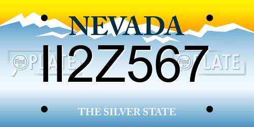 II2Z567 Nevada License Plate