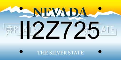 II2Z725 Nevada License Plate
