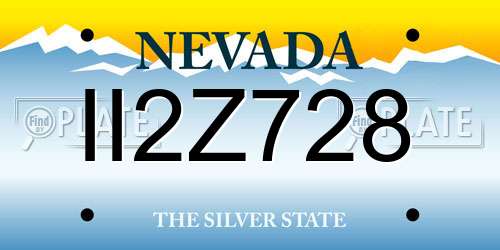 II2Z728 Nevada License Plate