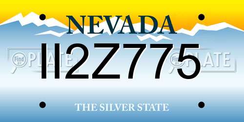 II2Z775 Nevada License Plate