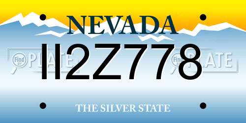 II2Z778 Nevada License Plate