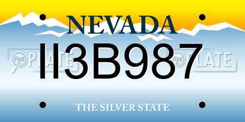 II3B987 Nevada License Plate