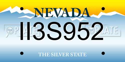 II3S952 Nevada License Plate