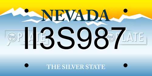 II3S987 Nevada License Plate