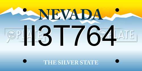 II3T764 Nevada License Plate