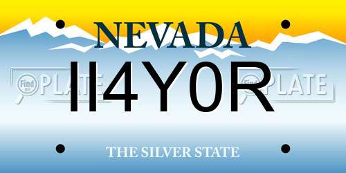 II4Y0R Nevada License Plate