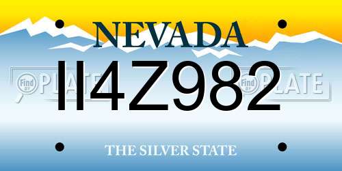 II4Z982 Nevada License Plate