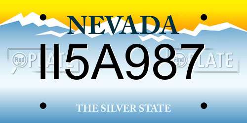 II5A987 Nevada License Plate