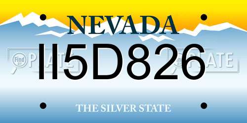II5D826 Nevada License Plate