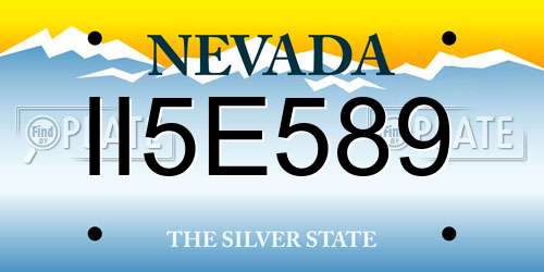 II5E589 Nevada License Plate