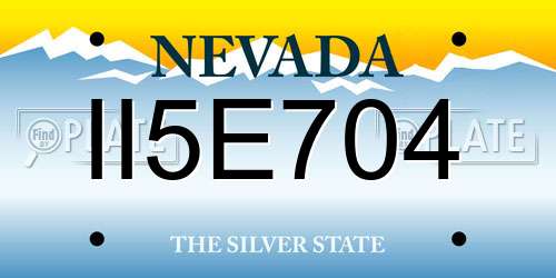 II5E704 Nevada License Plate