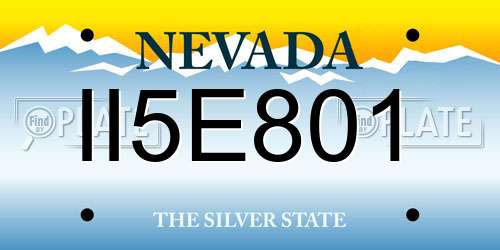 II5E801 Nevada License Plate
