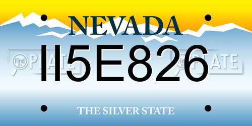 II5E826 Nevada License Plate