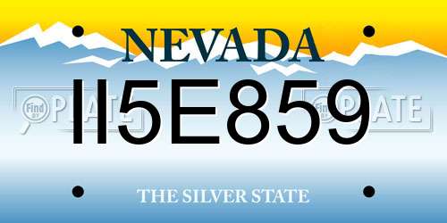 II5E859 Nevada License Plate