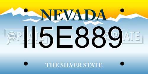 II5E889 Nevada License Plate