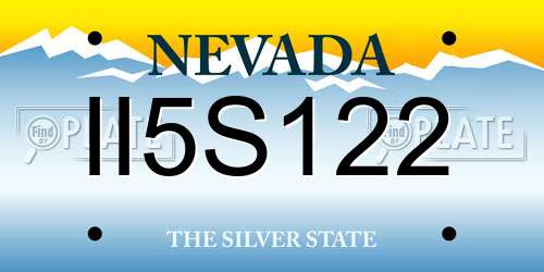 II5S122 Nevada License Plate