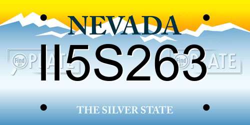 II5S263 Nevada License Plate
