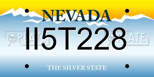 II5T228 Nevada License Plate