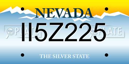 II5Z225 Nevada License Plate