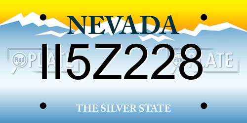 II5Z228 Nevada License Plate