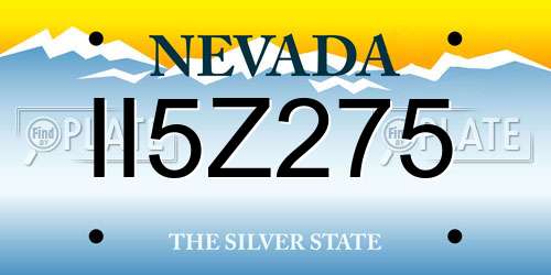 II5Z275 Nevada License Plate