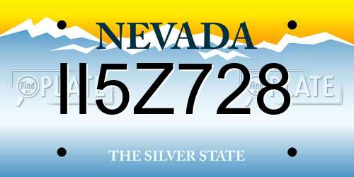 II5Z728 Nevada License Plate