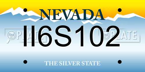 II6S102 Nevada License Plate