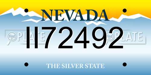 II72492 Nevada License Plate