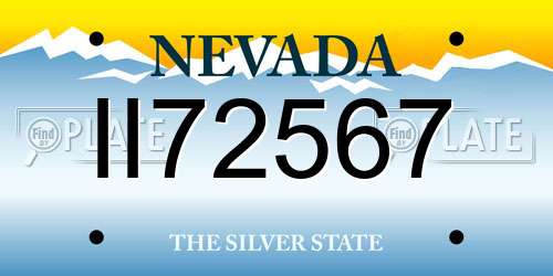 II72567 Nevada License Plate