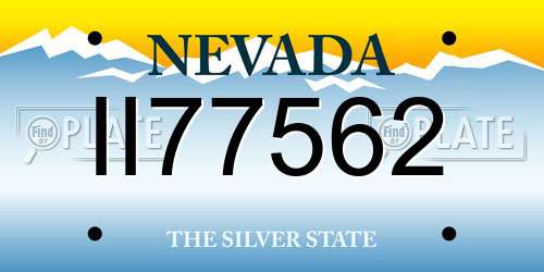 II77562 Nevada License Plate