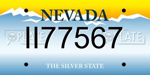 II77567 Nevada License Plate