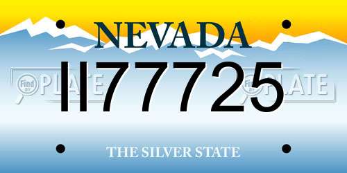 II77725 Nevada License Plate