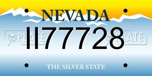 II77728 Nevada License Plate