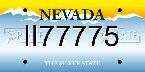 II77775 Nevada License Plate