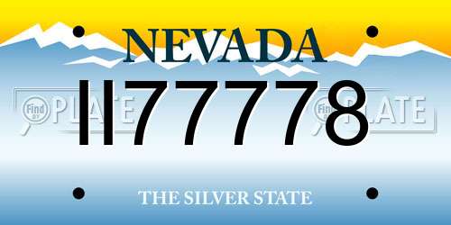 II77778 Nevada License Plate