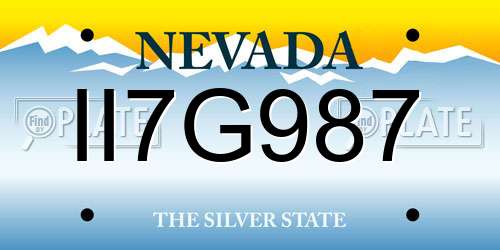 II7G987 Nevada License Plate