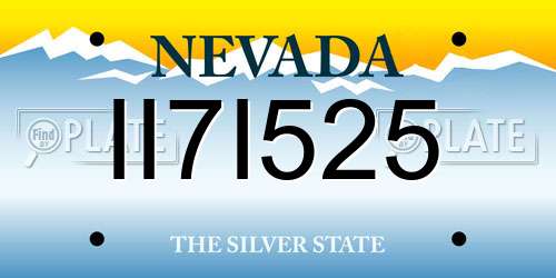 II7I525 Nevada License Plate