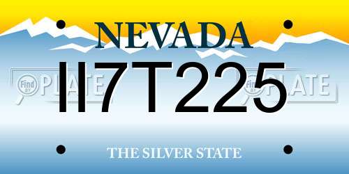 II7T225 Nevada License Plate