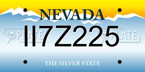 II7Z225 Nevada License Plate