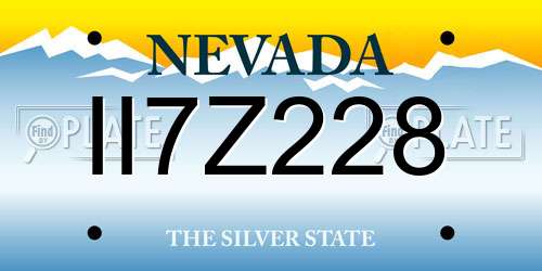 II7Z228 Nevada License Plate