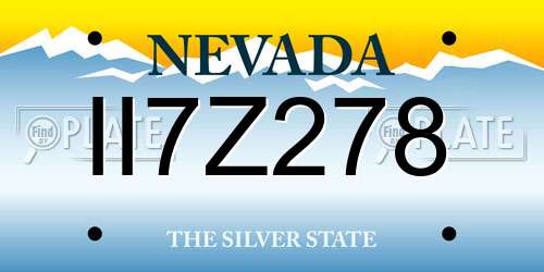 II7Z278 Nevada License Plate