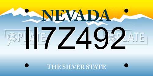 II7Z492 Nevada License Plate