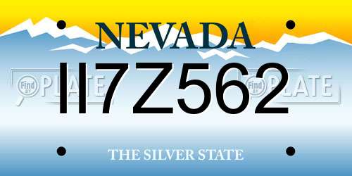 II7Z562 Nevada License Plate