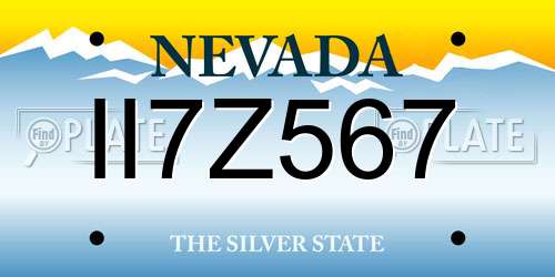 II7Z567 Nevada License Plate