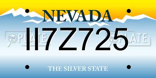 II7Z725 Nevada License Plate